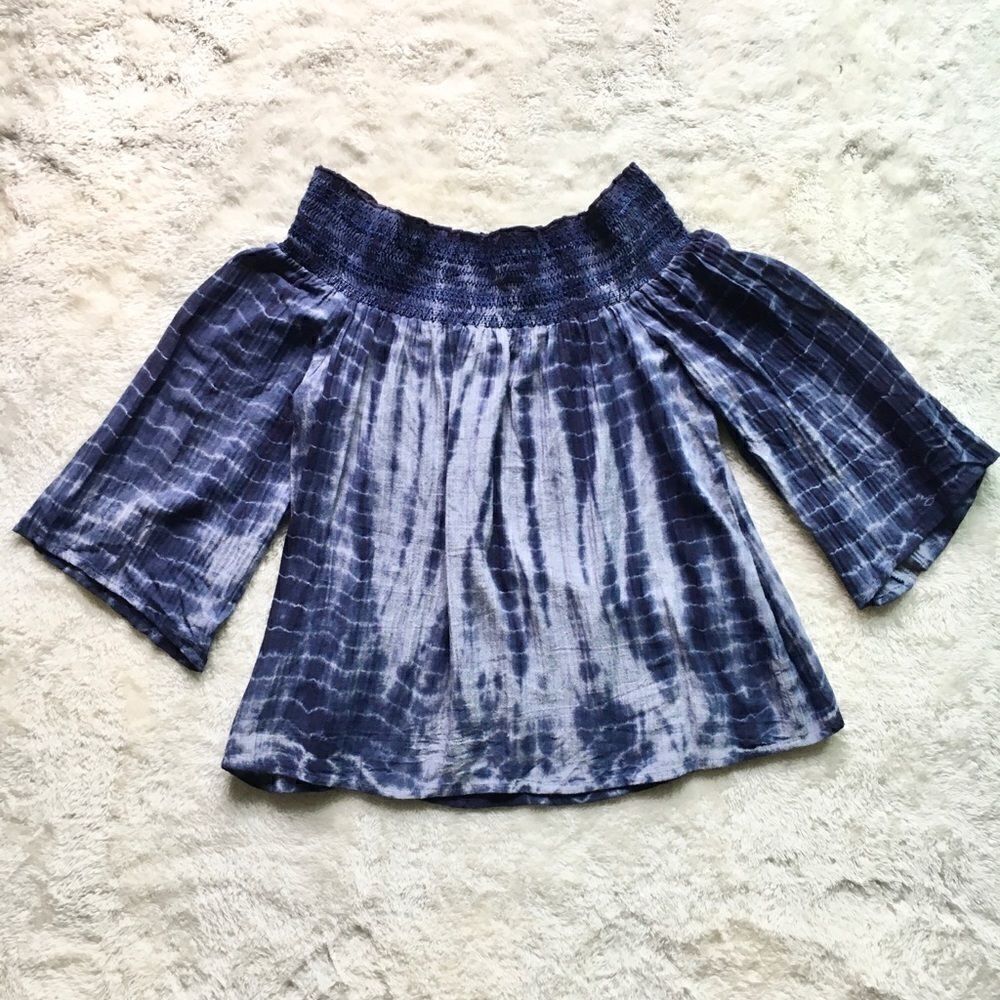 Love Stitch Tie-Die Off The Shoulder Top